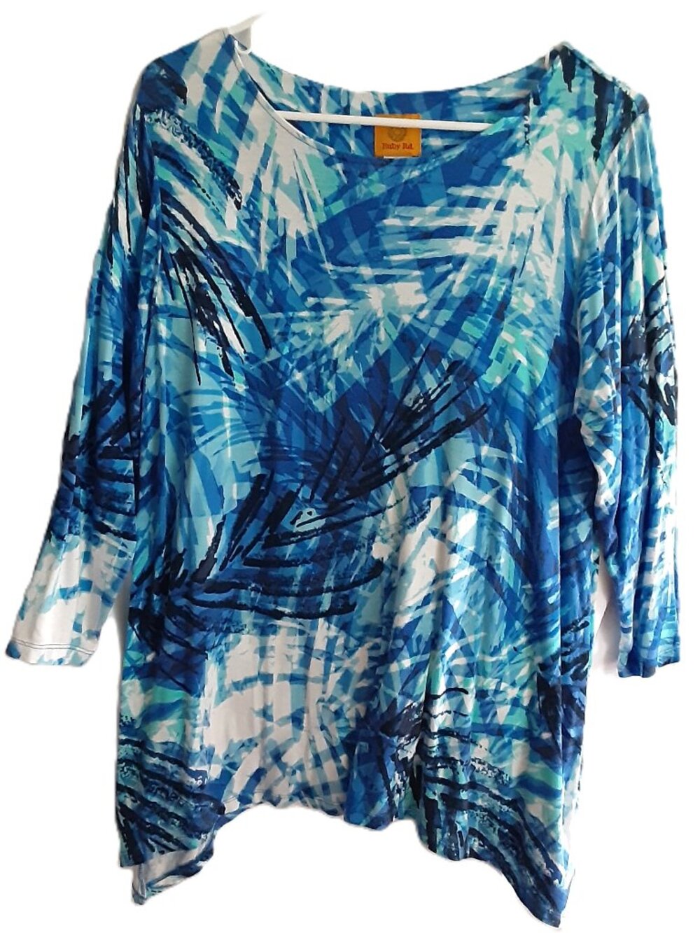 Ruby Rd Blouse Size LARGE Pullover 3/4 Sleeve Round Neck Rayon Blend